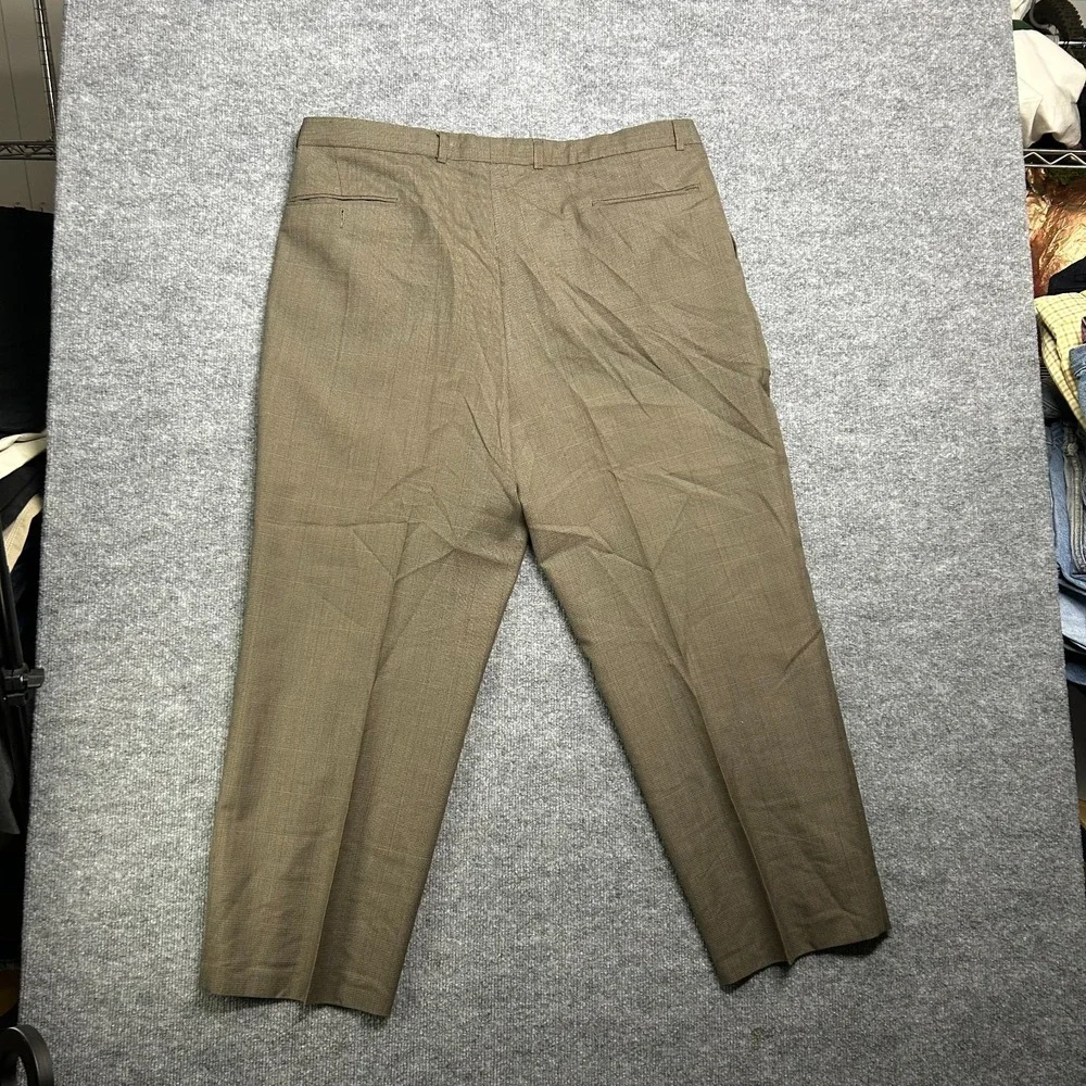 Vintage Men's Pleated Dress Pants Brown Mid‎ Rise Slash Pockets Classic - 40x29